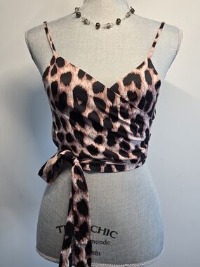 Leopard Print Wrap Cami Top Size M